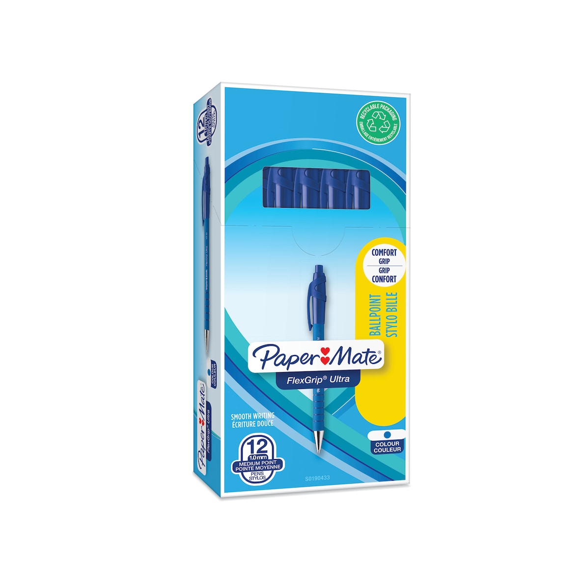 PAPER MATE® Druckkugelschreiber Flexgrip Ultra S0190433 Schreibfarbe Blau 12er Schachtel