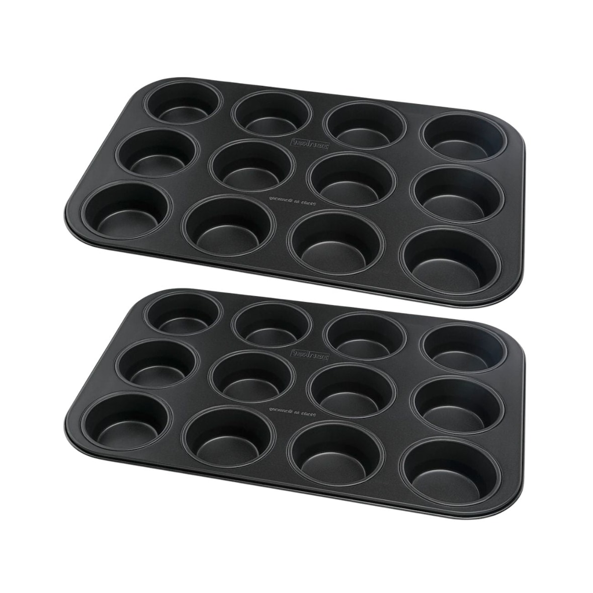 Set van 2 Zenker zwarte metallic muffinvormen met 12 holtes (38 x 26 cm)
