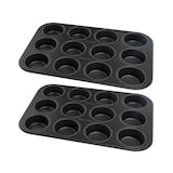 thumbnail of Set van 2 Zenker zwarte metallic muffinvormen met 12 holtes (38 x 26 cm)