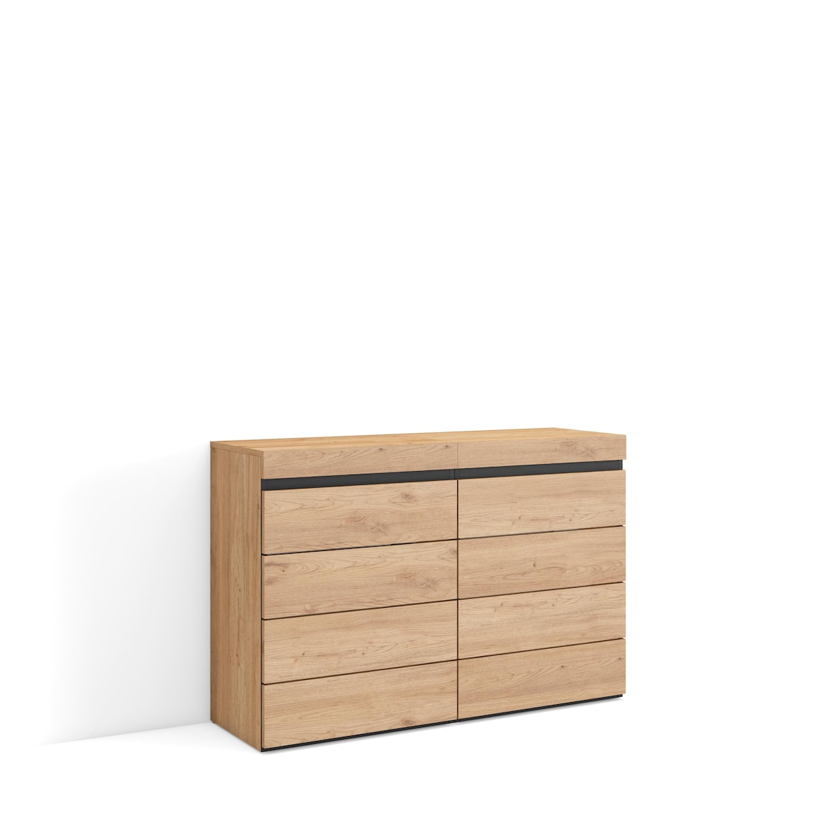 Cómoda, Cajonera, 114x35x75cm, Dormitorio, habitación, Con almacenamiento, Roble _455_9