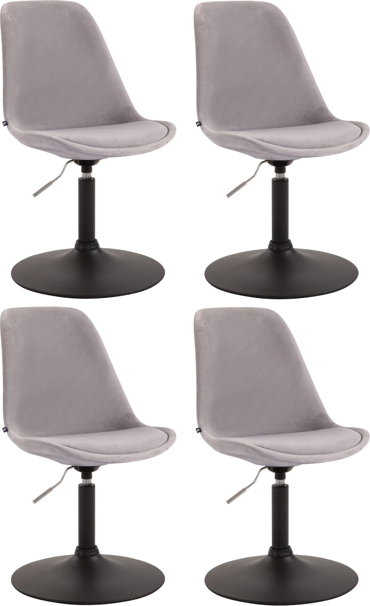 4er Set Esszimmerstühle Maverick Samt grau/schwarz