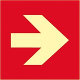 thumbnail of Schild Richtungsangabe DIN ISO 3864, Kunststoff, rot/nachleucht., 160-mcd, 200x200 mm