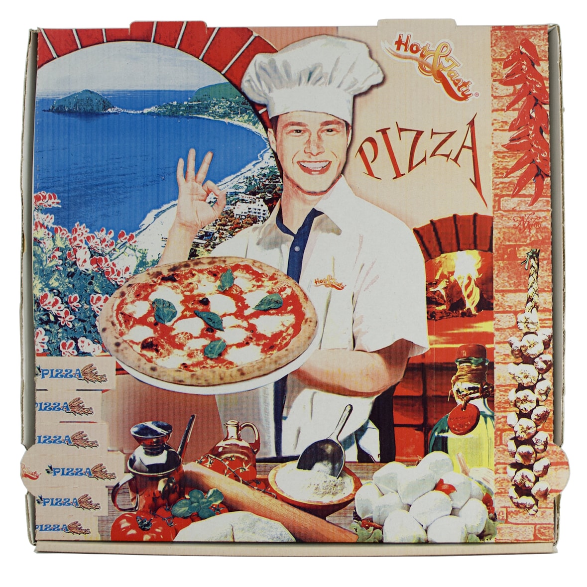 Boîte Pizza Vésuvio Ishia - Carton - 33 x 33 x 4 cm - par 100