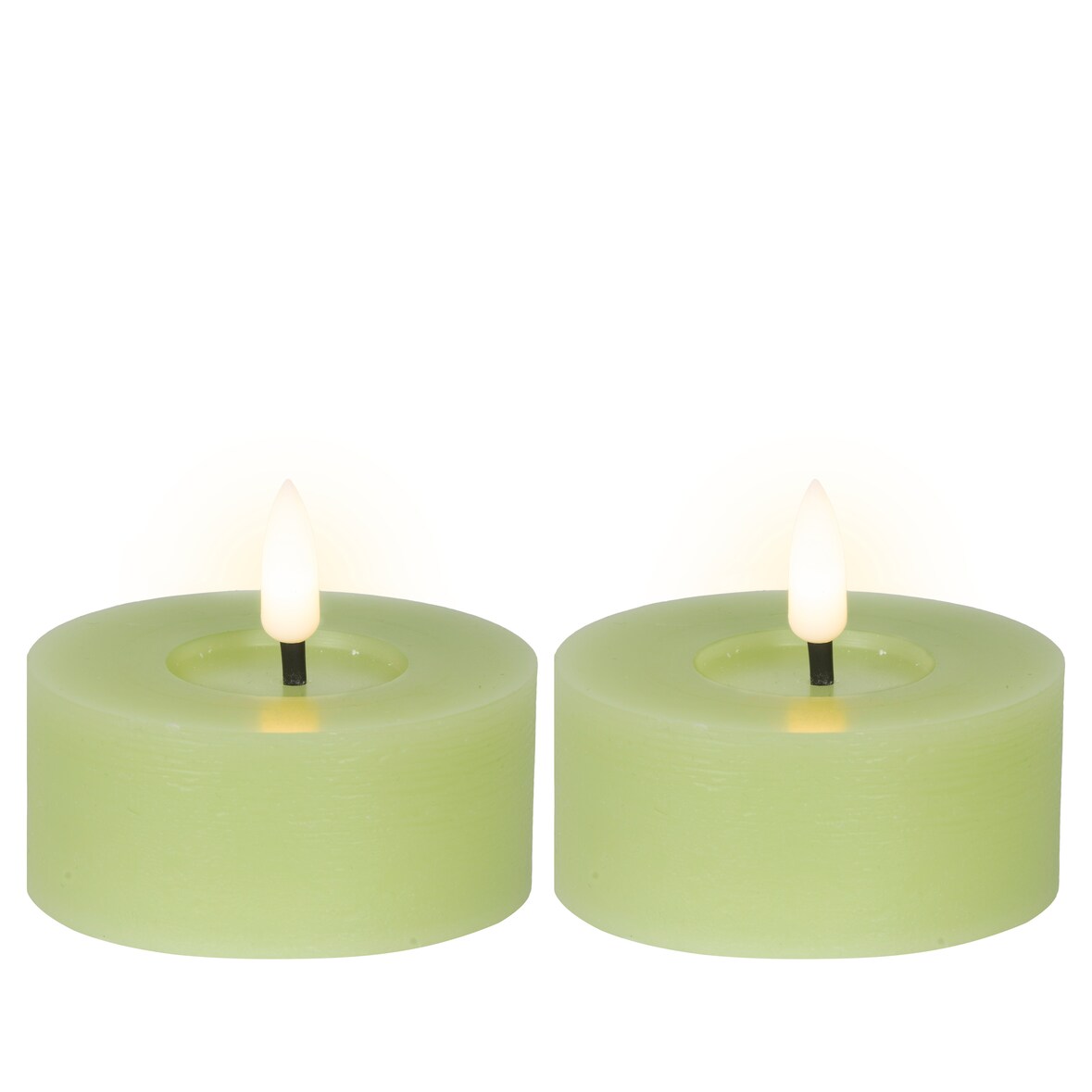 2 LED Teelichter 7x6cm Wachskerzen Timer Flammenlose Teelichtkerzen Warmweiß Tischkerzen Wachs Dekokerzen Teelicht Kerzen Timerfunktion Warm Hellgrün