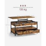 thumbnail of Helloshop26 - Table basse table de salon  50 x 120  avec plateau relevable tiroirs de rangement compartiment caché marron 12_0007478