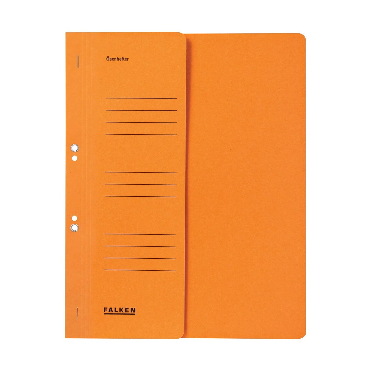Falken 80000516 Ösenhefter für DIN A4, 250g/m2 Manila-RC-Krt., 1/2 Vorderd., kaufm. Heftung - Orange