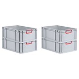 thumbnail of PROREGAL 4x Eurobox NextGen Color | HxBxT 22x40x60cm | 44 Liter | Griffe rot geschlossen | Verstärkter Boden | Eurobehälter