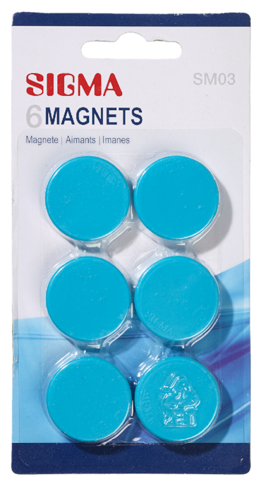 SIGMA Magneti, polistirolo, Ø 3.2 cm, azzurro, 6 unità