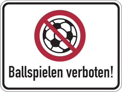 Verbotsschild, Ballspielen verboten, 300x400mm, Alu glatt - 400x300x2 mm Aluminium 2 mm