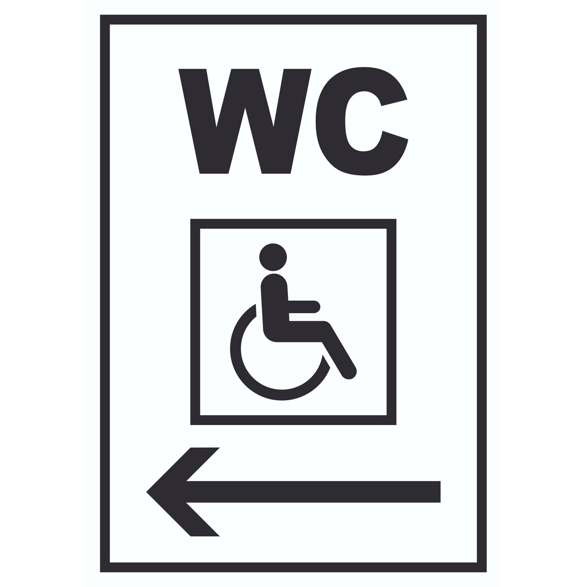 WC Behinderten links Schild A0 Rückseite selbstklebend