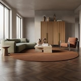 thumbnail of Teppich Wohnzimmer Einfarbig Pflegeleicht Waschbar Schlafzimmer OEKO-TEX Rund Braun 120x120 cm Schadstoffgeprüft – LECH von Kadima Design