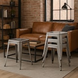 thumbnail of Lot de 4 tabourets bas industriels métal brut - Hauteur 46 cm