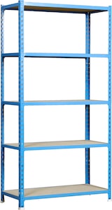 thumbnail of SimonRack Estantería Metálica, 2000x1200x400 mm, 5 Alturas, Bandeja Madera, 200 kg de Punto Flexión, Azul/Madera - Maderclick