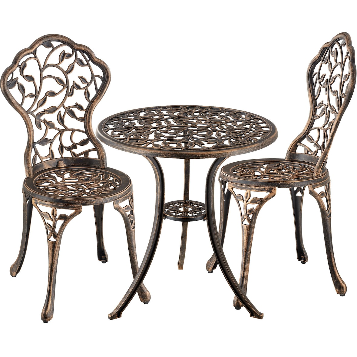 tectake Ensemble table bistrot LYON en aluminium pour 2 personnes - noir/gris - 406104