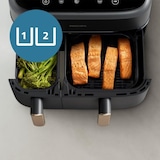 thumbnail of Friteuse Electrique  sans huile PHILIPS - Airfryer NA352/04 - Double cuve 9L - 8 programmes de cuisson - Accessoires inclus - 2750W usage non-intensif