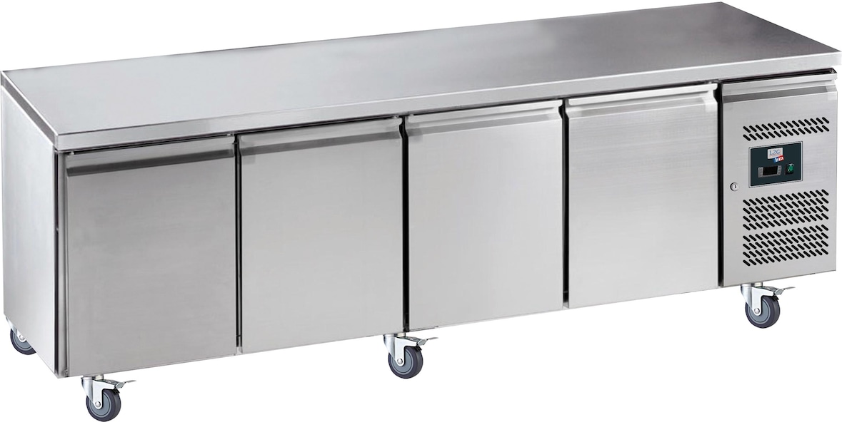 L2G - GN4100TN - desserte refrigeree inox centrale, -2/+8°c,  gaz r600a, 4 p. gn1/1, sur roulettes ø 100 mm