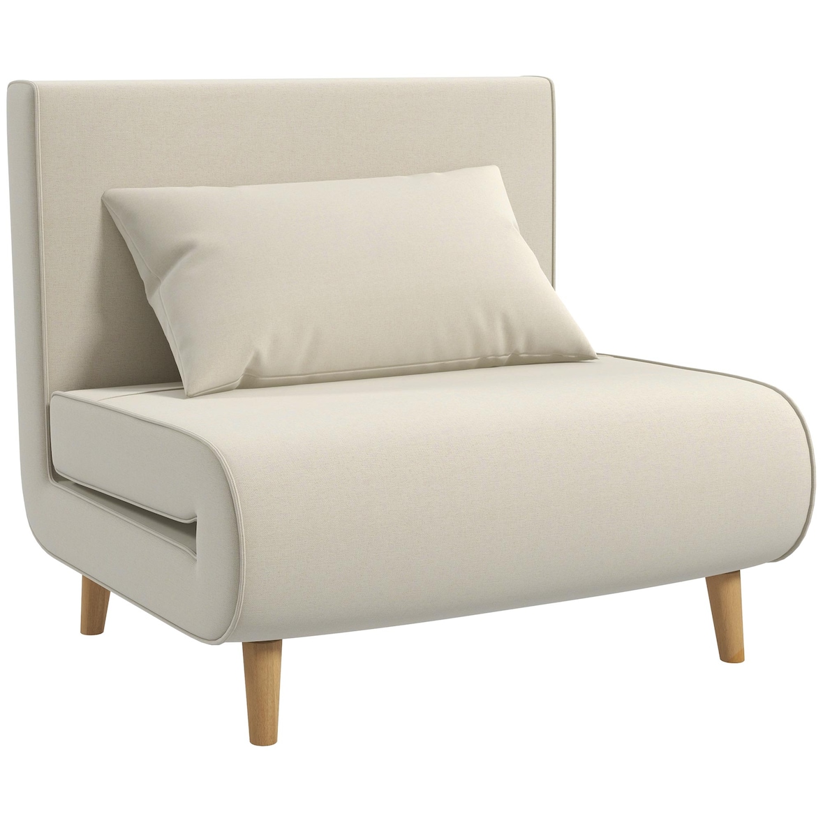 Schlafsofa Klappsofa Cremeweiß 78x80x94 cm 2in1 mit 6fach verstellbarer Rückenlehne Liegefunktion Zusatzbeinen Kissen