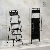 thumbnail of HOMCOM escalera plegable de 4 peldaños con bolsa de herramientas, carga 150 kg, con peldaños anchos antideslizantes, bloqueo de seguridad, negro
