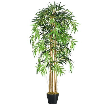 Bambú Artificial con Maceta Planta de Hojas Realistas Decorativa Ø18x150cm Verde
