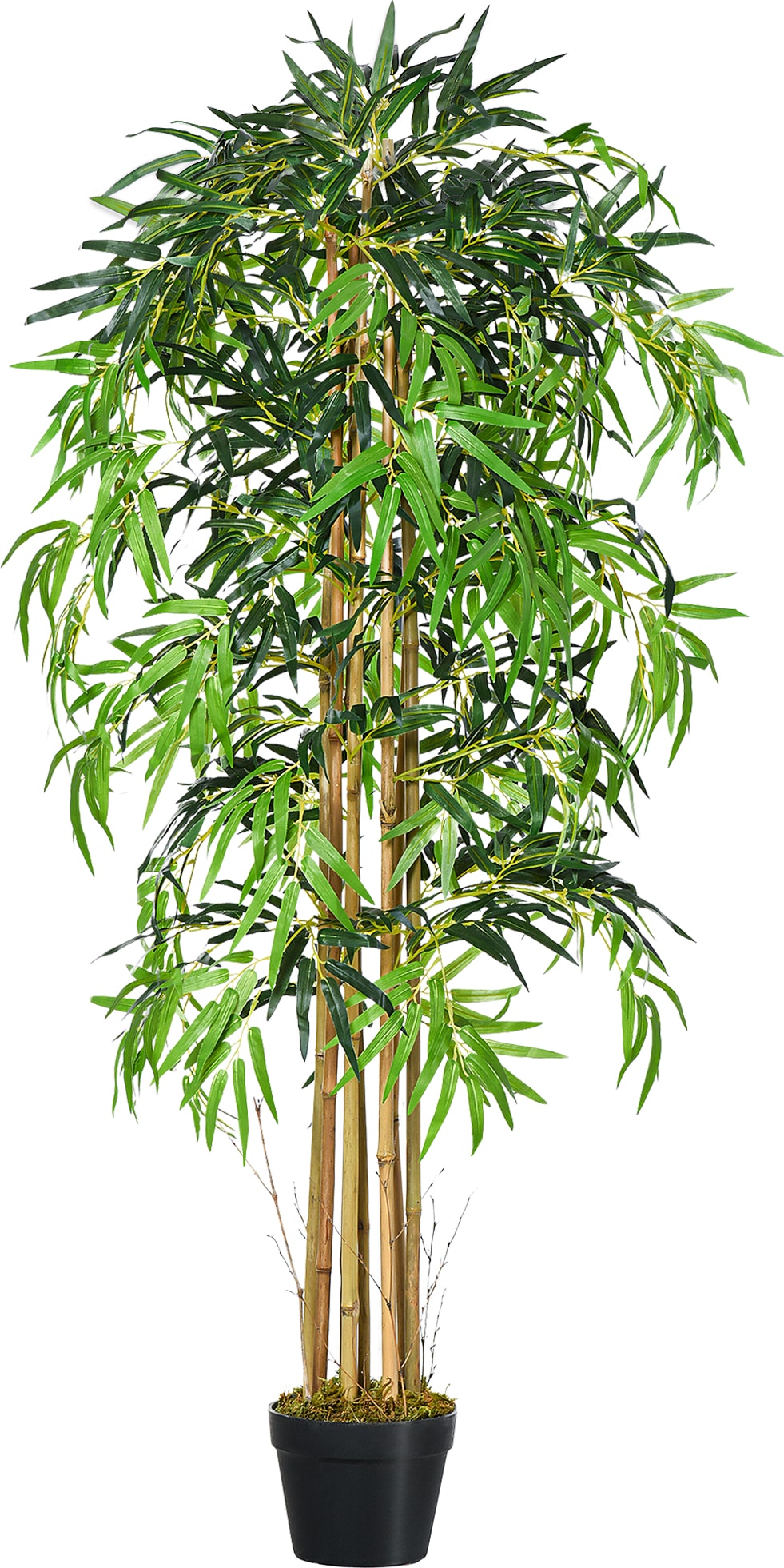 Bambú Artificial con Maceta Planta de Hojas Realistas Decorativa Ø18x150cm Verde