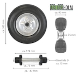 thumbnail of Schubkarrenrad  Vollgummi Pannensicher 4.80/4.00-8 mit Achse PU Stahlfelge schwarz 200kg Tragkraft
