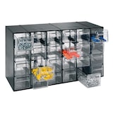 thumbnail of Unidade de armazenamento em plástico L 377 x P 142 x A 228 mm com 24 gavetas transparentes