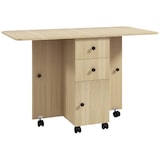 thumbnail of Mesa plegable de comedor mesa de cocina plegable con ruedas alas abatibles cajones y armario mesa plegable para 4-6 personas 120x60x76,5 cm natural