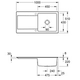 thumbnail of Villeroy&Boch Spülbecken, Küchenspüle Siluet 60 Ivory 100x51cm, Unterschrankbreite 60 cm