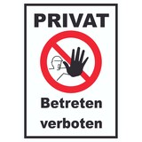 thumbnail of Privat Betreten verboten Schild A2 Rückseite selbstklebend