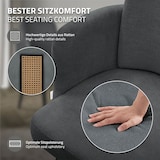 thumbnail of ML-Design Esszimmerstühle 6er Set Anthrazit, Stoff, Armlehnen & Rattan-Optik Rückenlehne, Metallbeine, ergonomische Polsterstühle Küche