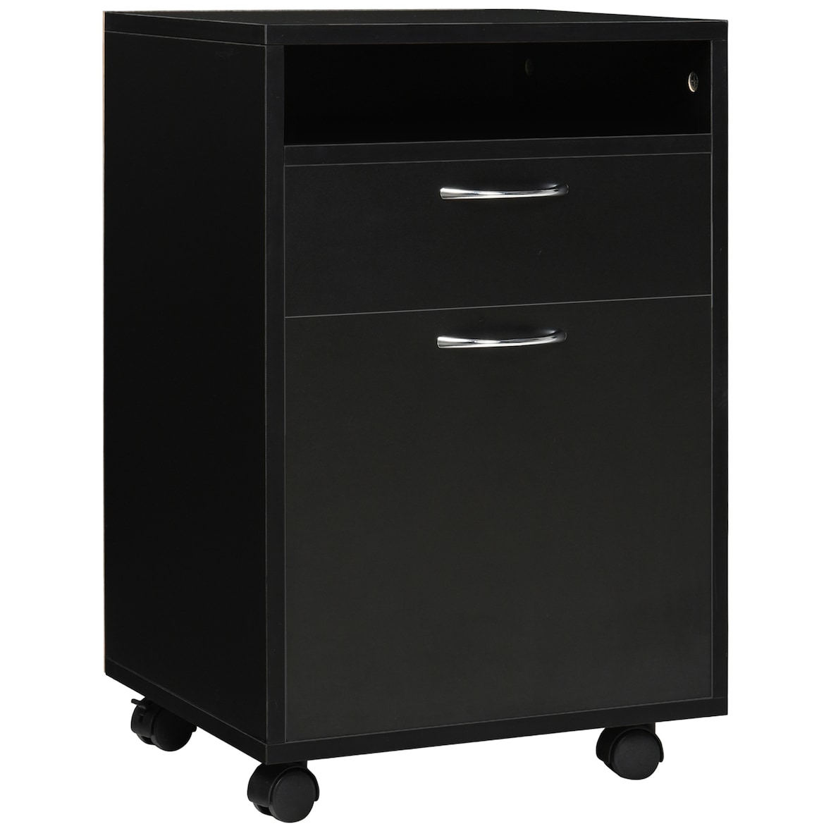 HOMCOM cajonera de oficina móvil con cajón y gabinete mueble archivador con ruedas soporte de impresora para estudio 40x35x60 cm negro