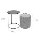 thumbnail of 2er-Set Sitzhocker und Beistelltisch HWC-K48, Kaffeetisch Tisch Hocker, MVG-zertifiziert MDF Metall Kunstleder ~ braun