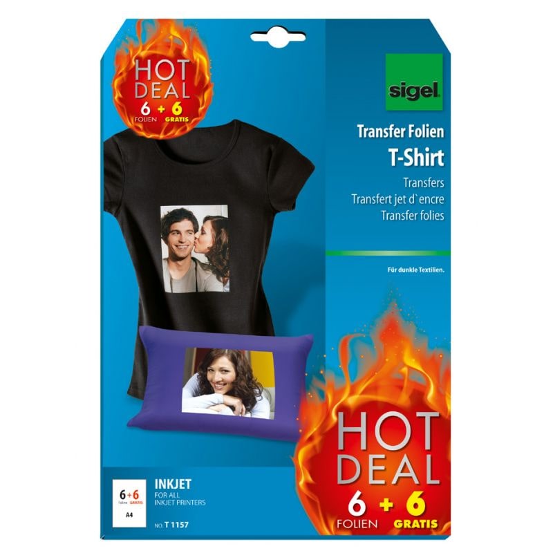 InkJet Transfer Folien für T-Shirts, für helle Textilien, 3 Folien