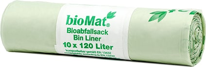 10 `bioMat` Kompostbeutel auf Stärkebasis 120 l 130 cm x 88 cm ohne Tragegriff
