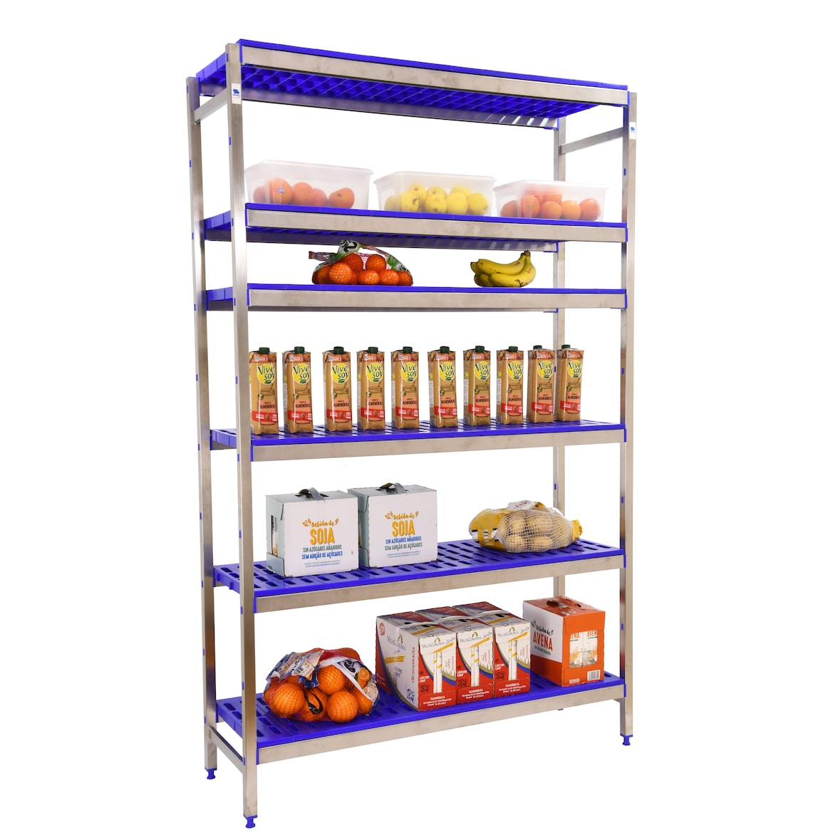 SimonRack Estante em Aço Inoxidável 2000x2490x500 mm, 6 Níveis, Apto para Câmaras Frigoríficas – Simoninox