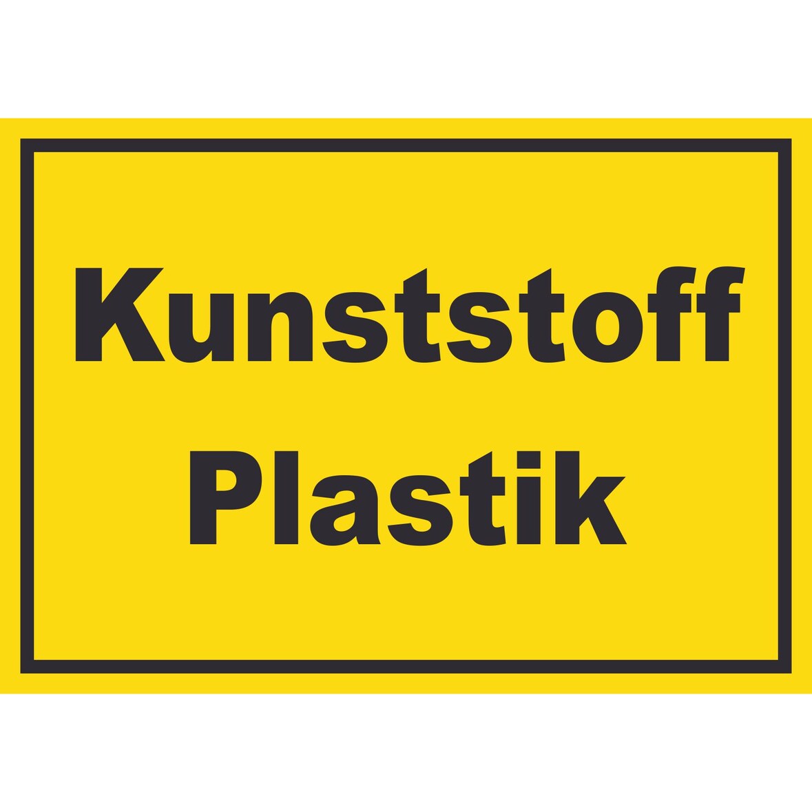 Kunststoff Plastik Mülltrennung Schild mit Text waagerecht A0 (841x1189mm)