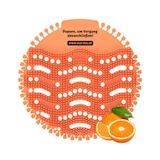 thumbnail of 12x Klo-Igel Urinaleinleger (Pissoirsieb, Pissoireinsatz, Urinalsieb) Orange: "Pupsen, um Vorgang abzuschließen!"