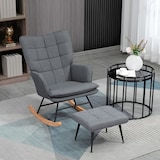 thumbnail of HOMCOM Conjunto de Poltrona Baloiço com Apoio para os Pés Poltrona Relax com Almofada Acolchoada e Anti-Tombo 64x89x90 cm Cinza