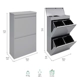 thumbnail of ARREGUI Top CR622-B Recycling Abfalleimer / Mülleimer aus Stahl mit Aufbewahrungsbox mit Deckel, 4 Fach Mülltrennsystem, 4 x 17L ( 68L), hellgrau