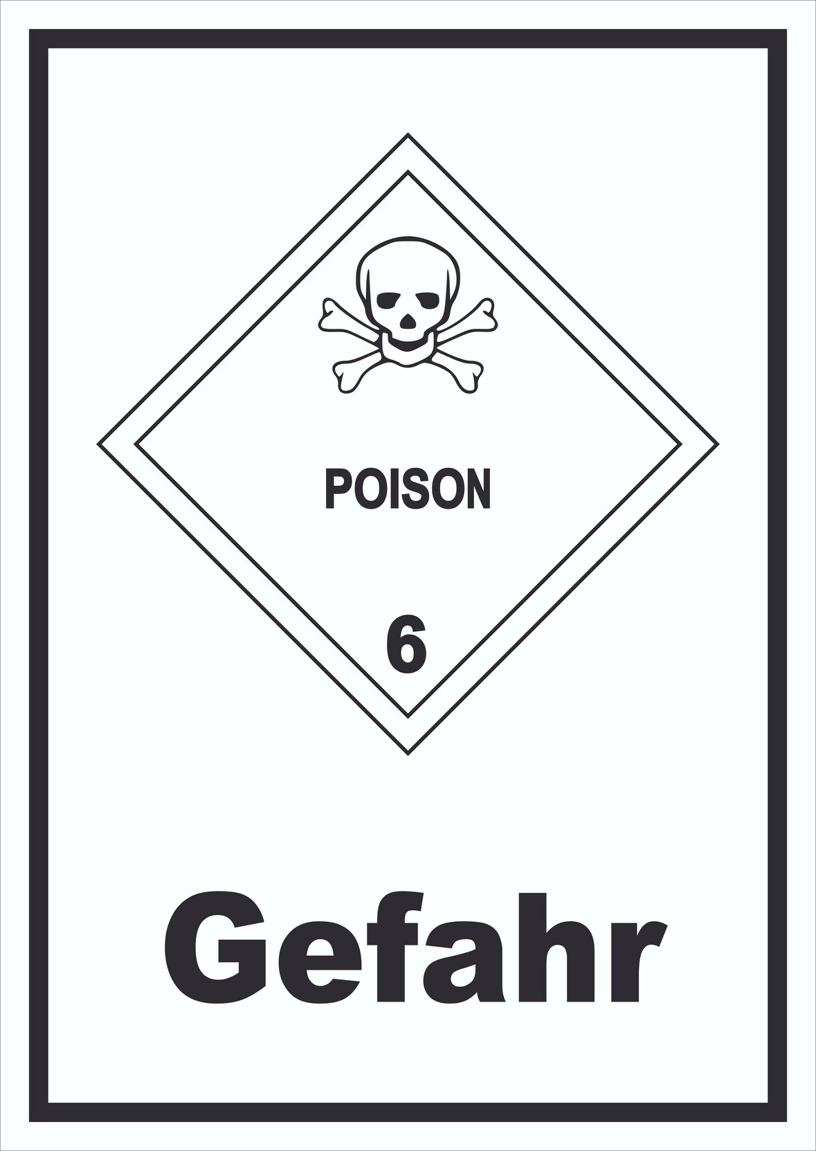Schild Giftige Stoffe Gefahr Poison Totenkopf hochkant A1 Rückseite selbstklebend