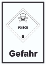 thumbnail of Schild Giftige Stoffe Gefahr Poison Totenkopf hochkant A1 Rückseite selbstklebend