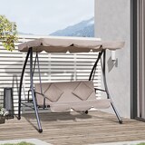 thumbnail of Outsunny Columpio Balancín Jardín de 3 Plazas Convertible en Cama con Techo Ajustable Cojín y Almohadas para Balcón Terraza Carga 340 kg 200x125x170cm