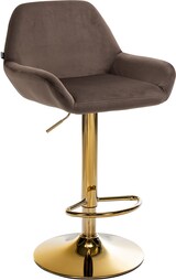 thumbnail of Barhocker BIKEL - Samt Braun 51x52x89 cm Gold | Barstuhl Höhenverstellbar Mit Lehne Drehbar Tresenhocker Tresenstuhl Kneipenhocker Kneipenstuhl