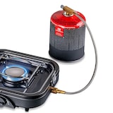 thumbnail of Réchaud à gaz pliable 2 feux 4600 W – Réchaud camping portable Allumage piezo, double brûleur inox, cartouche valve 7/16" KEMPER