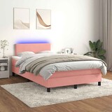 thumbnail of vidaXL Boxspringbett mit Matratze & LED Rosa 120x190 cm Samt