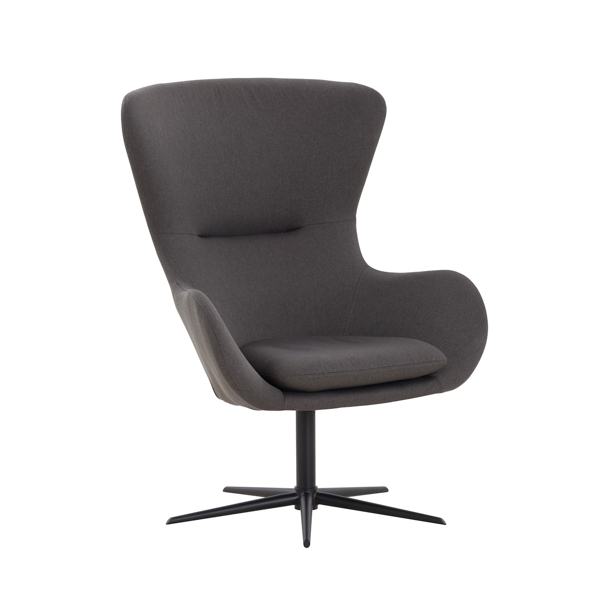 SalesFever Polster-Sessel mit Drehfunktion | Bezug Textil dunkelgrau | Gestell Metall schwarz | B 78 x T 82 x H 99 cm