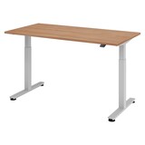 thumbnail of bümö elektrisch höhenverstellbarer Schreibtisch Nussbaum 160x80 cm, Gestell: Silber - Büroschreibtisch höhenverstellbar elektrisch, elektrischer