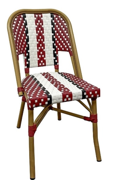 METRO PROFESSIONAL Chaise Pigalle, empilable, aluminium / rotin PE, rouge