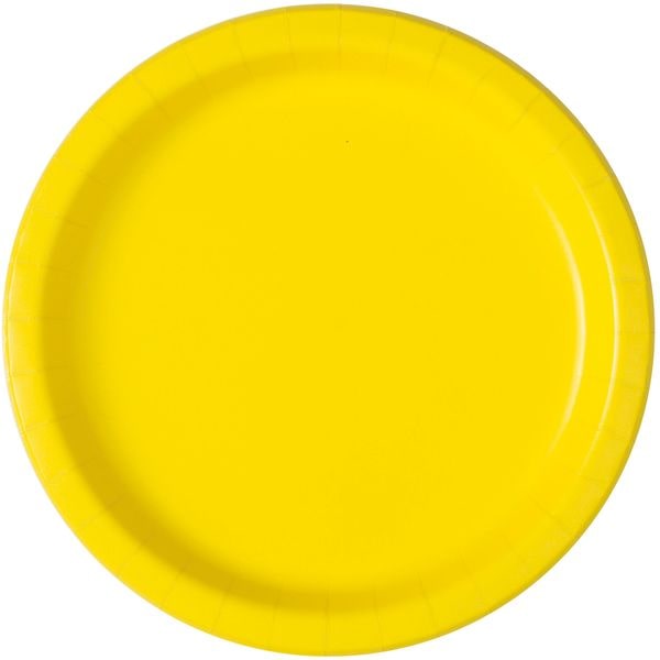 8 runde Teller neon gelb