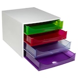 thumbnail of EXACOMPTA Cassettiera Ecobox 228699D, 4 cassetti, box in PS e cassetti in Ppl, (PxlxAlt) 34,8x28,4x23,4 cm, gamma Linicolor box grigio/cass.arlecchino